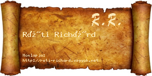 Réti Richárd névjegykártya
